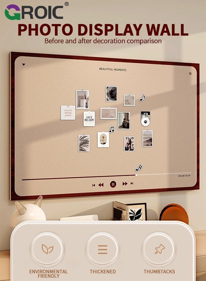 GROIC Photo Wall Felt Board, 40×60CM, Decorative Picture Framed, Board Felt Wall Organizer, Foldable Felt Notice Board Photo Display Board for Office Home School Wall, Self-Adhesive Photo Display Board - Image 2